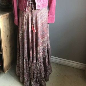 🔴 SOLD ✔️KARMA HIGHWAY Boho Pink Coral Maxi Skirt